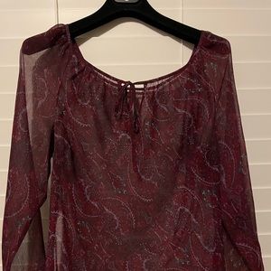 Ann Taylor sheer burgundy flowy top